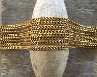 Vintage Brass Curb Chain, Heavy Curb Chain, Brass Curb Chain, 4mm, 3FT