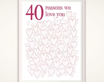 40th Birthday Gifts for Woman - 40th Birthday Prints, For Sister, For Her, For Friend, PRINTABLES, Party Decorations, Guest Book, DOWNLOAD