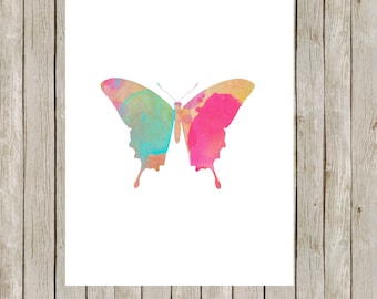 8x10 Butterfly Printable, Butterfly Art Print, Watercolor Nursery Wall Art, Poster, Home Decor, Butterfly Poster, Instant Digital Download