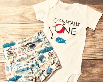 Ofishally ONE shorts Fisherman Theme birthday outfit, Fishing, Fisherman, Fish theme, first birthday outfit, 1st birthday outfit, birthday