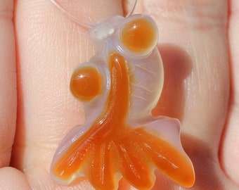 Fish 25 X 20 X 9 mm AT16 multicolor Orange Agate bead pendant