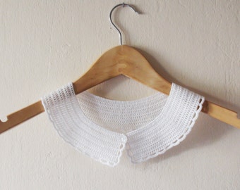 White crochet necklace collar , White Peter Pan collar , Detachable collar , Lace collar , Crochet Jewelry , Women accessory