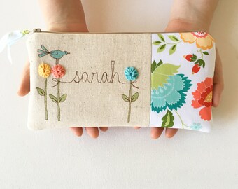 Mother in Law Gift, Mother of the Groom Gift, Personalized Gift, Mother's Day Gift, Mom Gift, Floral, Clutch, Makeup Bag, Cosmetic Bag