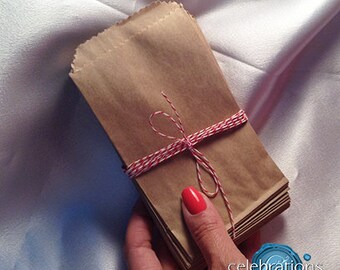 Bag, brown, small, 3.25 x 5.5 small favor bags, flat, kraft, mini paper bag, craft fairs, treats, goodie, candy buffet bags, pack 100 200