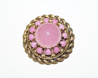Old Rose Quartz Brooch 40's 50's Vintage