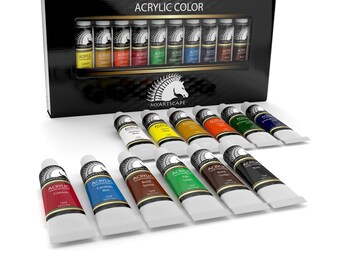 12x12ml Acrylic Paint Set- Artist Quality Paints for Painting on Canvas- Professional Art Supplies by MyArtscape