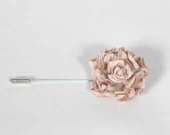 Mens Flower Lapel blush pin blush boutonniere leather Rose lapel pin grooms boutonniere wedding boutonniere summer wedding mens gift father
