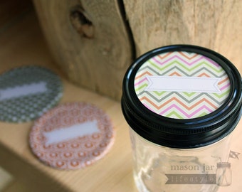 Chevron, Polka Dot and Patterned Mason Jar Lid Inserts for Regular Mouth Mason Jars - 3 Pack | Weddings | Mason Jar Crafts | DIY | Canning