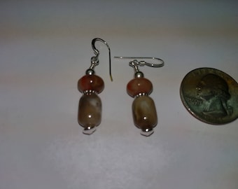 Sterling silver and coprolite (Dino dung) bead earrings