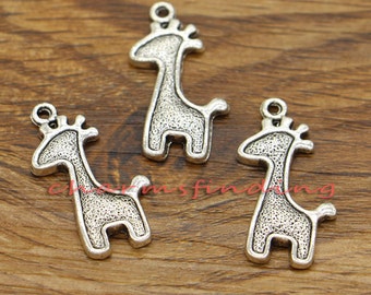 20pcs Giraffe Charms Animal Charms Antique Silver Tone 28x15mm cf0661