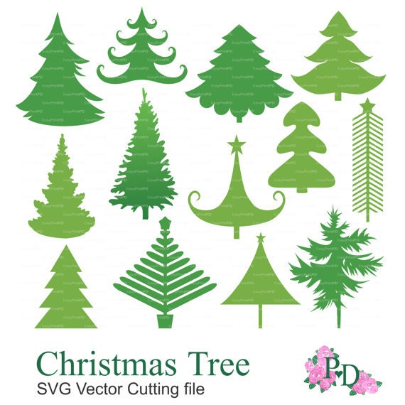 Download Items similar to Christmas Tree SVG Vector EPS Cutting file Digital Xmas Noel Silhouette Cameo ...