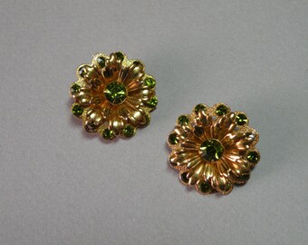 Vintage Olive Flower Earrings