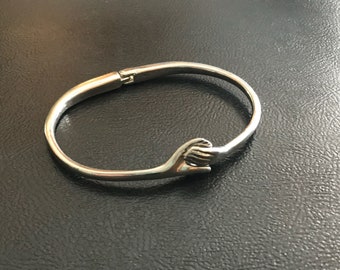 Vintage Fede Gimmel Holding Shaking Hands Claddah Mano Fico Hand Fist Figa Sterling Silver Bracelet Bangle Cuff Love Friendship Hamsa