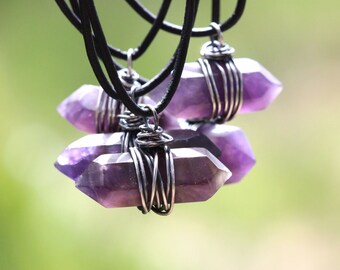Raw Amethyst Necklace Amethyst Pendant Necklace Raw Crystal Necklace Healing Crystal and Stone Quartz Crystal Crystal Point Necklace