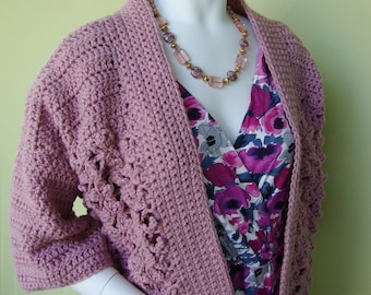 Crochet Cardigan, Cardigan Women, Pink Cardigan, Mauve Cardigan, Crocheted Cardigans, Kimono Jacket, Available in XS/S and M