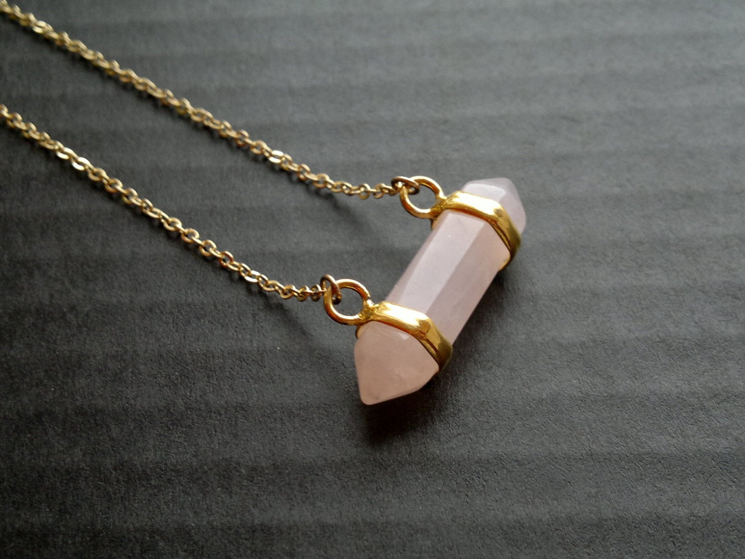 crystal necklace rose quartz