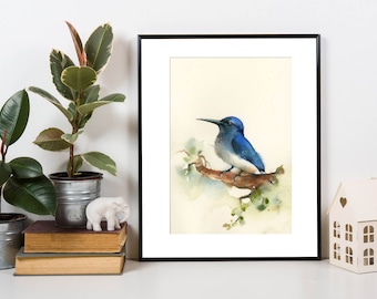 Blue Bird Original Watercolor Painting, painting of bird, bird art, painting of bird by CanotStop