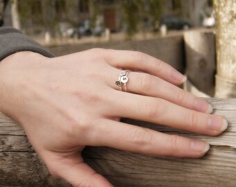 Initial ring, Initial stack ring, Custom letter rings, Customized initial ring, Sterling silver ring.