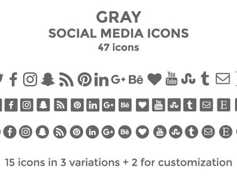 Gray Social Media Icons Website Icons Blog Icons Social Media Icons Buttons Social Media Graphics Twitter