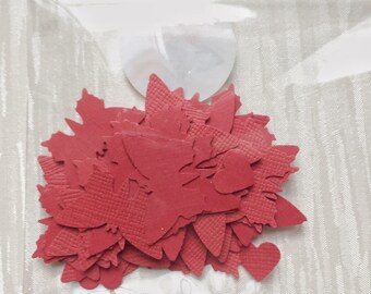 Hearts and butterflies, red, hand stamped shaped
