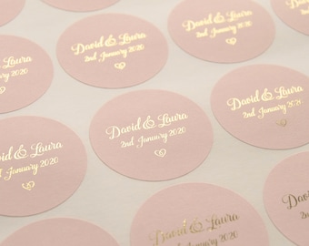 Foil Wedding Stickers, Rose Gold Wedding Stickers, Blush Favour Stickers, Wedding Labels, Custom Stickers, Personalised stickers, D4