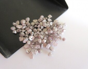 Raw Pink Diamond Chips Beads, Drilled Natural Pink Diamond, Rough Diamond, Raw Diamonds, 8 Pieces Approx 3mm To 4mm Each