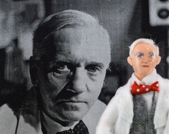 Alexander Fleming Biologist Scientific Art Doll Miniature by Uneek Doll Designs