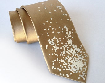 Champagne bubbles necktie. "Champagne Wishes and Caviar Dreams." 100% silk tie. Men's silkscreened necktie.