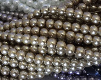 50 glass beads 8 mm Gunmetal Silver