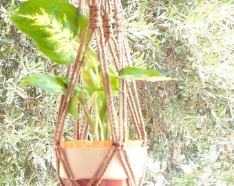 Macrame Plant Hanger Vintage Style 24 inch Cinnamon 4mm (Choose Color)