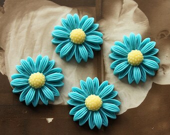 10pcs Beautiful Mix Colorful Daisy Flower Resin Cabochon - -22mm(CAB-BU -14)