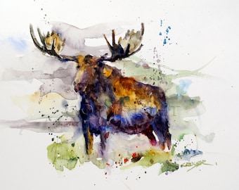 MOOSE Watercolor Nature Art Print by Dean Crouser