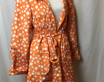 Dots raincoat / vintage raincoat / orange raincoat