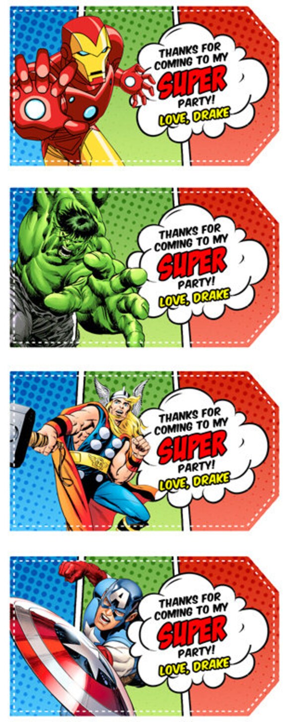 avengers thank you tags avengers favor tags avengers party printable thank you tags