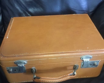 Vintage Brown Leather Suitcase