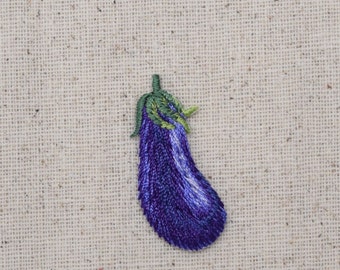 Purple Eggplant - Vegetable - Plant - Food - Iron on Applique - Embroidered Patch - 1515806A