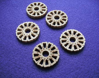 5 ornaments, wood, 3 cm (06-0004A)