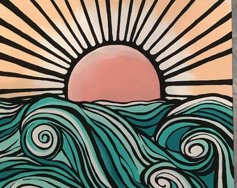 Graphic Ocean Painting