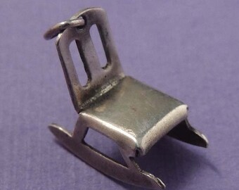 STERLING Rocking Chair Charm / Vintage Sterling Rocking Chair Charm / Sterling Silver Rocking Chair Charm / Bracelet Charm / Pendant Charm