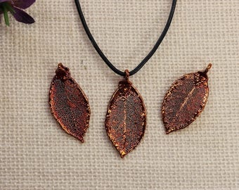 SALE Leaf Necklace, Copper Rose Leaf, Real Rose Leaf Necklace, Rose, Copper Leaf Pendant, SALE368