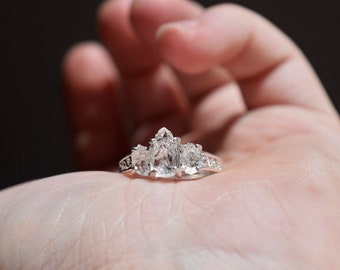 Raw Diamond Engagement Ring, Rough Diamond Ring, Uncut Diamond Ring, Anniversary Ring, Sterling Silver Engagement Ring, Size 8, Avello
