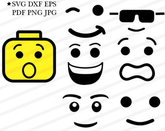 Lego Face svg Lego Man Head Cricut Files-Faces Svg clipart Lego Vector Cut Files For Silhouette-SVG Dxf Eps Png Files