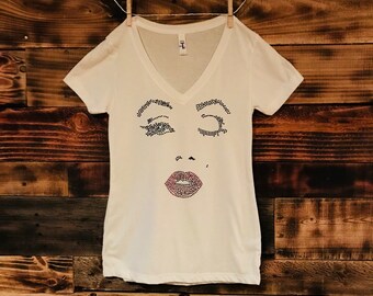 Marilyn Monroe/Lips/Wink/Face/Womens Face Shirt