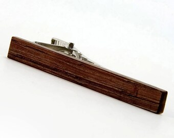 Mens Wooden Tie Clip - Wood Wine Barrel Tie Bar - Wood Tie Pin - Mens Jewelry Gift For Men - Rustic Wedding Gift for Groom - Groomsmen Gift