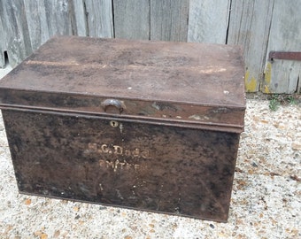 Vintage Tin Storage Box Coffee Table Side Table