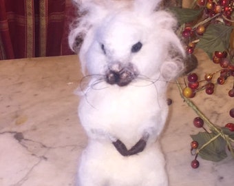 OOAK Needle Felted Snow Hare. Introducing "Amadeaus" Art Doll Teddy