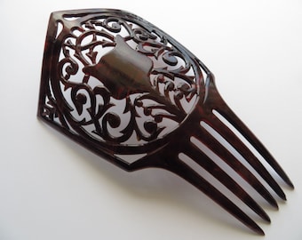 1900's Tall Antique Tortoise Shell or Celluloid 'Peineta' Spanish Hair Comb-for 'Mantilla'
