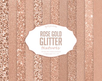Rose Gold Glitter Digital Paper, rose gold textures, shining backgrounds in pink, rose, golden tones