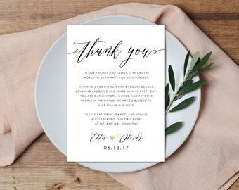 Thank You Place Setting, Wedding Thank You Card, Calligraphy Thank You, Thank You Note