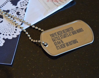 Custom Invitation Dogtags - Customized Dog Tags- With Optional Ball Chain - Shiny Finish